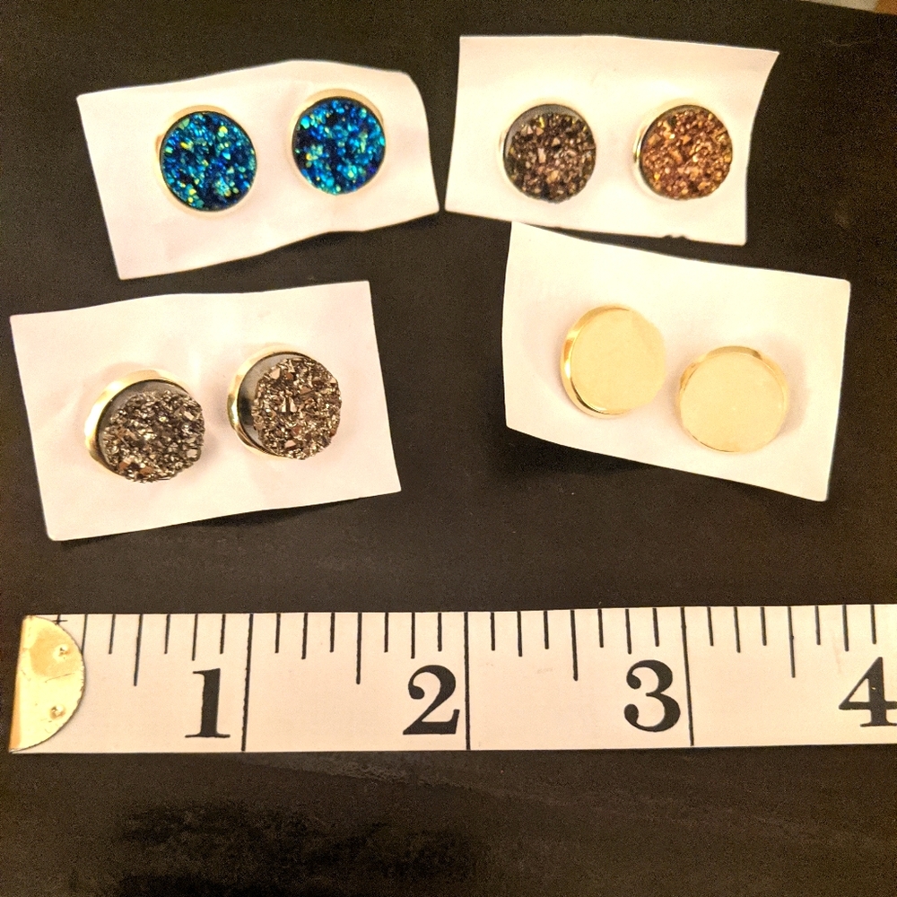 Faux druzy earring set